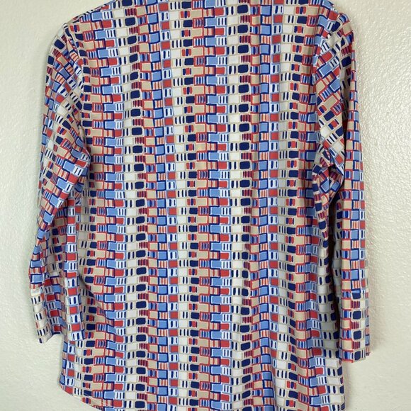 J. McLaughlin Women Button Up Shirt Top Size Small Boho Geometric Catalina Cloth - Picture 11 of 12